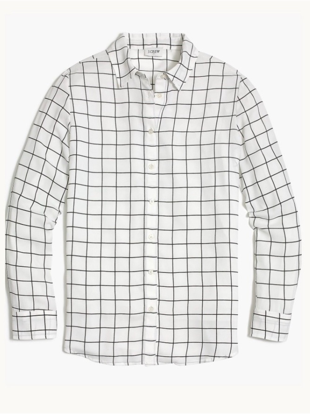 J. Crew White Windowpane Button-Down Blouse